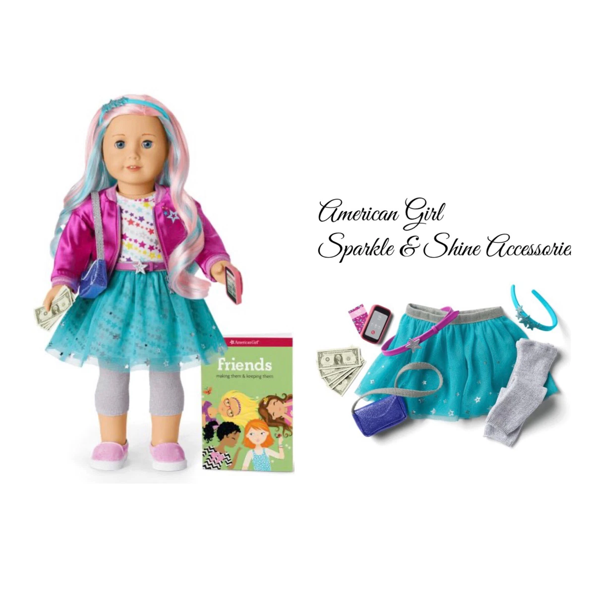 American Girl 88 Truly Me Doll Sparkle Shine Accessories NEW