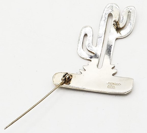 925 Sterling Silver Solid - Shiny Cactus Motif Br… - image 5
