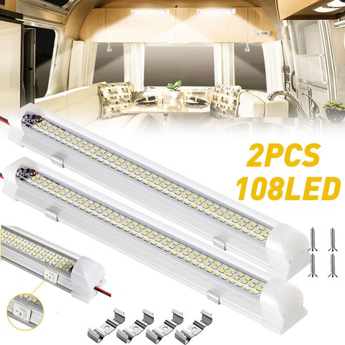 2x LED White Cabin Interior Lamp Caravan Roof Dome Light 108LED Boat Campervan - Picture 11 of 11
