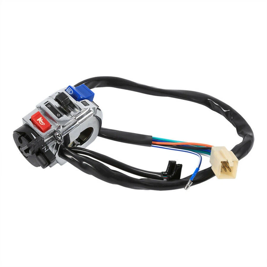 Interruptor de control de manillar de motocicleta de 7/8" carcasa cromada interruptor de arranque de señal de giro Foto 3 de 4