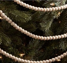 World Market Natural Finish Wood Bead Garland - 108in Length - Holiday Trim NEW