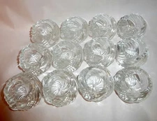 12 Formal Dining Heavy Twisted Turban Vintage Glass Open Salts / Dips