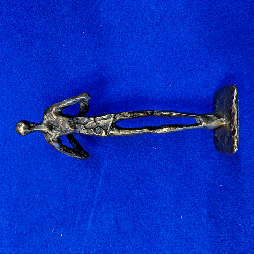 * MODERNIST/BRUTALIST CAST Brass/ BRONZE SCULPTURE SAXOPHONE PLAYER 8” Tall - Picture 12 of 12