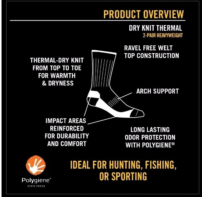Realtree  Heavyweight Thermal-Dry Socks  Odor Protection 2 pair Youth 3-6 USA - Image 3 of 4