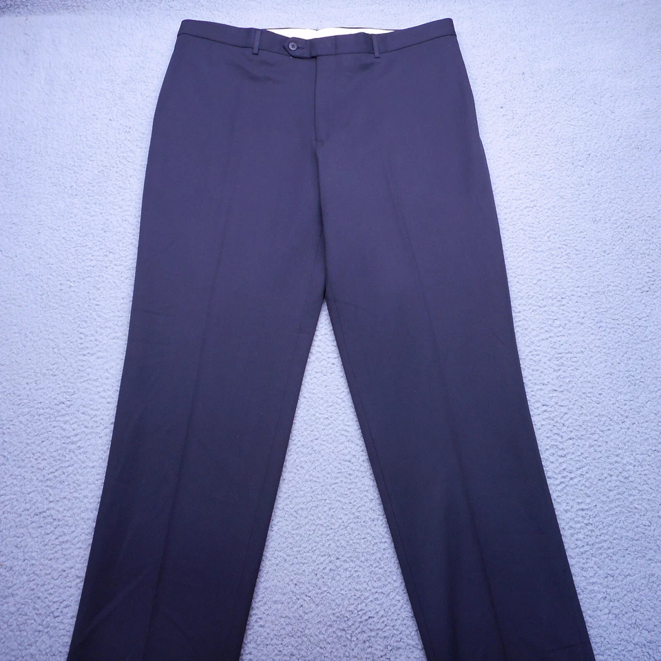 Berle Pants Mens 40R Black Flat Front Dress Slacks Trousers Microfiber Easy Care - Image 2 of 4