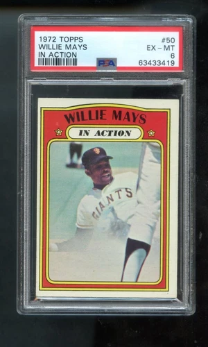 1972 Topps #50 Willie Mays In Action IA PSA 6 Graded Baseball Card MLB Giants
