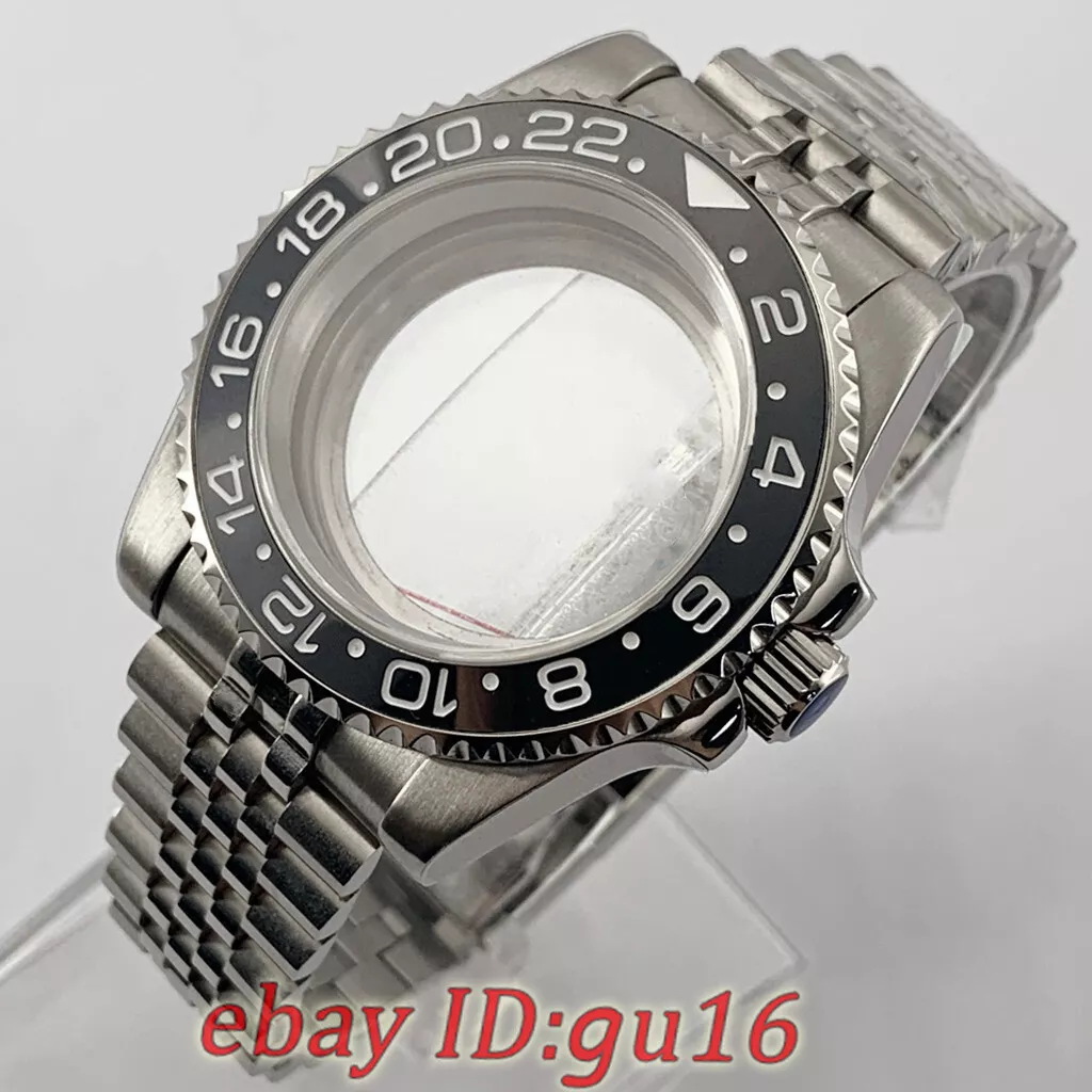 40mm Sapphire Black GMT bezel Watch Case Fit NH35 NH36 ETA 2824 2836 Miyota 8215
