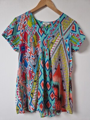 Orientique Naturally Australian Abstrakt Bunt Tunika Bluse Top 10