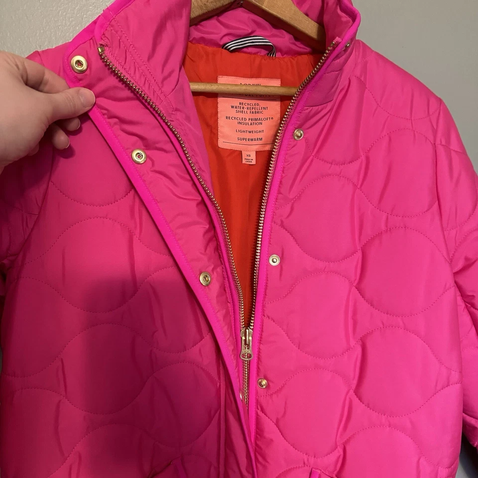 JCrew PrimaPuff Quilted Hot Pink Long Coat size XS - Image 4 of 4