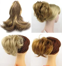 STRAIGHT HAIR HAIRPIECE PONYTAIL W/ BENDABLE WIRES CLAW CLIP EXTENSIONS ABBY