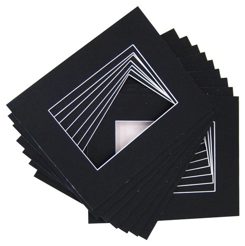 Pack of 10 8x10 BLACK Picture Mats with White Core Bevel Cut for 5x7 Photo - 第 1/1 張圖片