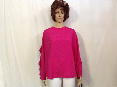 Ava & Viv Women's Plus Size 1X (16W/18W) Ruffle Sleeve Pink Pullover Blouse