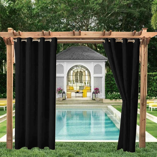 1/2 Stück Wasserdicht Outdoor Terrasse Vorhänge 52" Breit Sichtschutz Verdunkelung Pergola Schatten - Bild 69 von 124