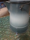 Vintage Enamelware Coffee Pot Cowboy Kettle Two Toned Blue — photo 6