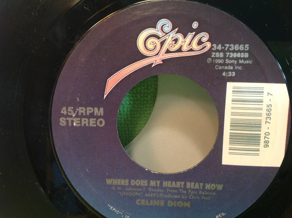 Celine Dion - Where Does My Heart Beat Now / Any Other Way - 7" 45 RPM Record Foto 3 de 3