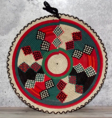 Vintage Hand Woven African Basket/ Wall Hanging Boho Primitive B60