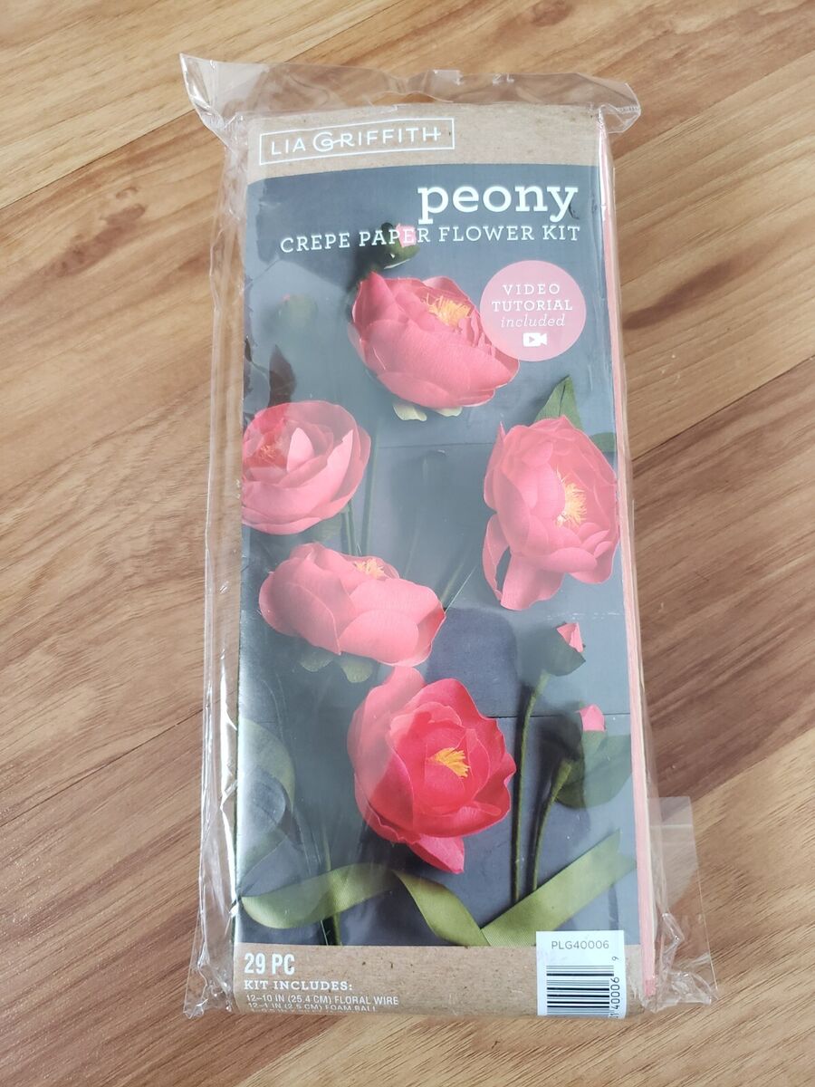 Lia Griffith Crepe Paper Flower Kit - Craft Gorgeous Peonies and Buds - 29  piece