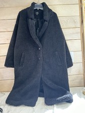 Threadbare Women’s Black Oversized Borg Coat - Size Us 14