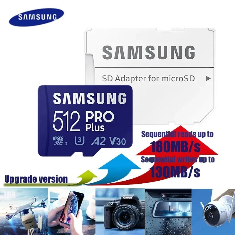 New Samsung EVO/PRO MicroSDXC V30 4K U3 A2 512GB  Flash Memory Card With Adapter - Image 2 of 4