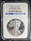 🔥🔥2007-W PROOF AMERICAN SILVER EAGLE NGC PF70 ULTRA CAMEO EARLY RELEASE🔥🔥