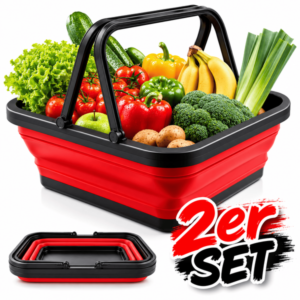 Einkaufskorb 2Er Set Faltkorb WäSchekorb Korb Faltbar 17L Griff Picknickkorb-image