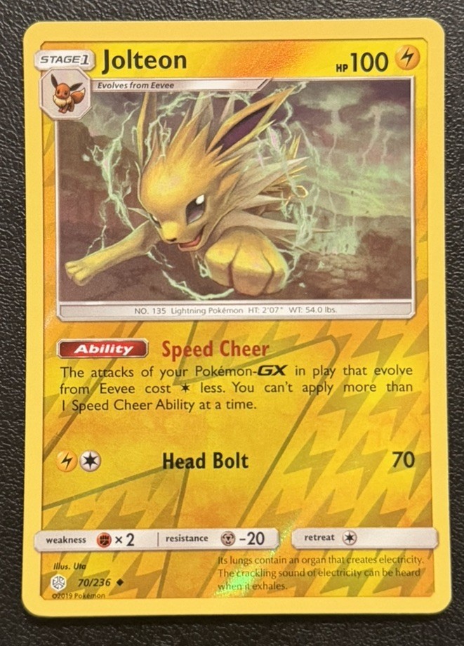 Jolteon 70/236 Uncommon Cosmic Eclipse Pokemon Reverse Holo NM
