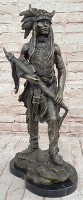 Bronze Marble Sculpture Statue Native American Indian Lost Wax Method Sale