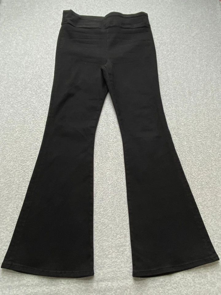 Брюки расклешенные женские Frame Jet Set 2 черные эластичные без застежек расклешенные штанины с высоким подъемом - Изображение 2 из 4