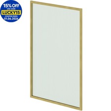 800mm Brushed Brass Over Bath Shower Screen Reversible Fluted Glass Square Frame