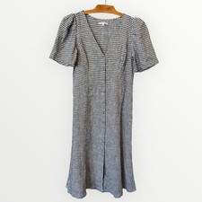  Reformation Newbury Check Puff Sleeve Midi Dress Size 12