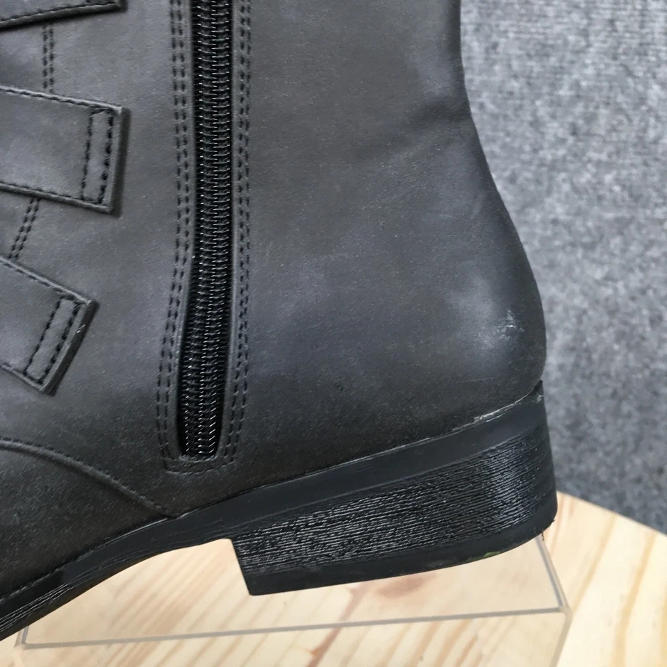 Rouge Boots Womens 9 M Biker Black Faux Leather Studded Side Zip Almond Toe - Image 3 of 4