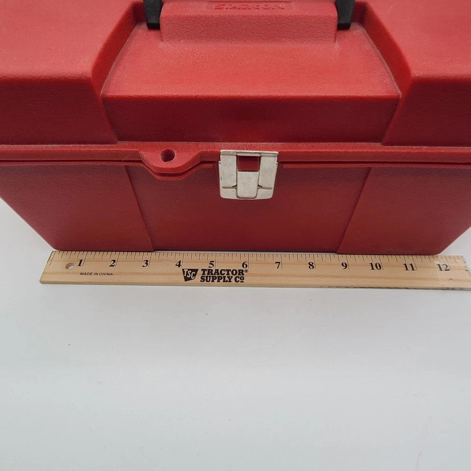 Vintage Stack-On Red Tool Box Tackle Box Hard Plastic Removable Tray Never Used - Image 3 of 4
