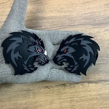 Lion Badges Emblem Red Eye V2 Black, 2 Badges, Fender Angry Agressive