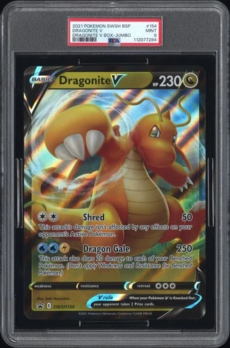 2021 POKEMON SWSH BLACK STAR PROMO DRAGONITE V BOX-JUMBO #154 DRAGONITE V PSA 9