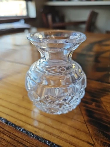 Vintage Waterford Crystal Diamond Pattern Bud Vase 3.83 x 2.88 x 2.88 Excellent