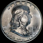 1950 Franklin Half Dollar Silver, GEM, Luster, White, FBL, As Shown  251