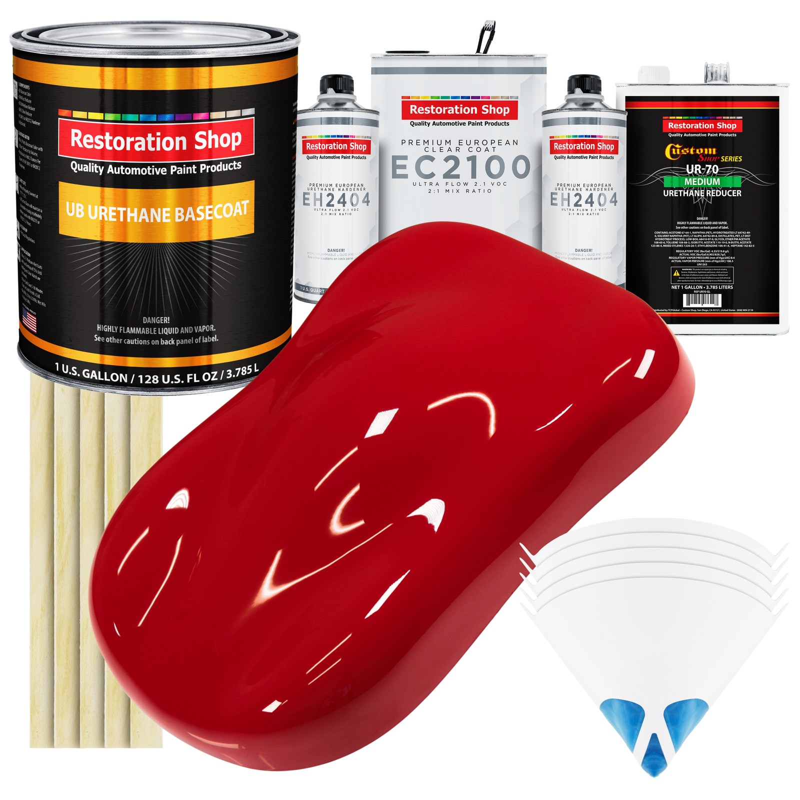 Torch Red Automotive Paint Urethane Basecoat Gallon Kit & European Clear Coat