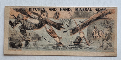 Vintage Victorian Trade Card Boston MA Chas F Bates Soap comic ''Into the Water..