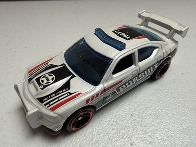 2018 HOT WHEELS DODGE CHARGER DRIFT PURSUIT WHITE CAR W/ RED CLEAN COMBINE SHIP