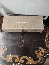 New Pandora 3 Tier Storage Organizer Jewelry Box Tan Suede 10x4