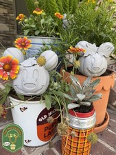 Mickey And Minnie Garden Pumpkin Statue Set - Fall Disney Decor Halloween
