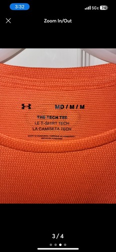 Under Armour Camisa Naranja The Tech Camiseta Hombre Talla Mediana #4B - Imagen 3 de 4