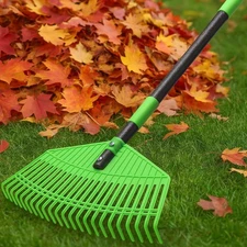 Heavy Duty Leaf Rake for Lawns - 16.5'' Large Plastic Yard Garden for Leaves