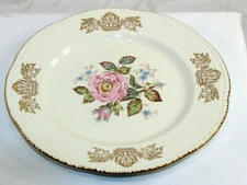 Homer Laughlin Queen Esther Dinner Plate 22K Trim LUNCHEON 9 1/4" Pink Flower
