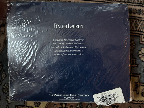 NEU VINTAGE RALPH LAUREN FOLSKSTONE BLAU WEISS GESTREIFT DIAMANT DOPPEL FLACHES LAKEN - Bild 2 von 2