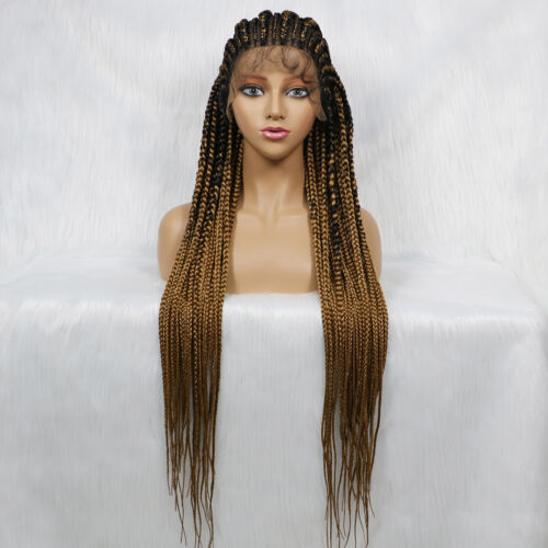 Box Braided Wigs 40 inch Long Ombre Blonde Hand Braided 13x6 Lace Frontal Twist - Picture 4 of 14