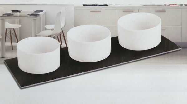 4-Tlg. Porzellan Servierschalenset Schiefertablett Dipschalen Tapasschalen-image