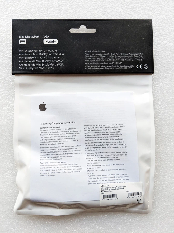 Original Apple Mini DisplayPort to VGA Adapter - MB572Z/A (NEU, OVP) - Bild 3 von 3