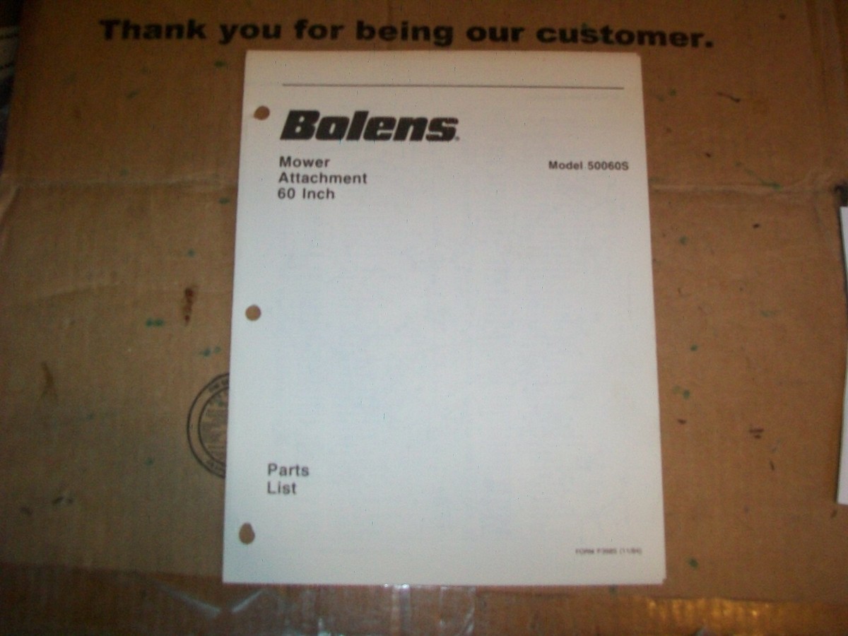 1984 Bolens Mower Attachment 60 Inch Model 50060S Parts List | eBay