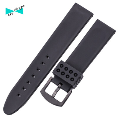 Cinturino Per Orologio In Silicone Nero Cristraps – 20/22/24 Mm Con Fibbia Nera E Argento